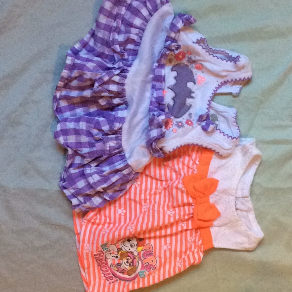 Batman and Paw Patrol baby girl dress bundle